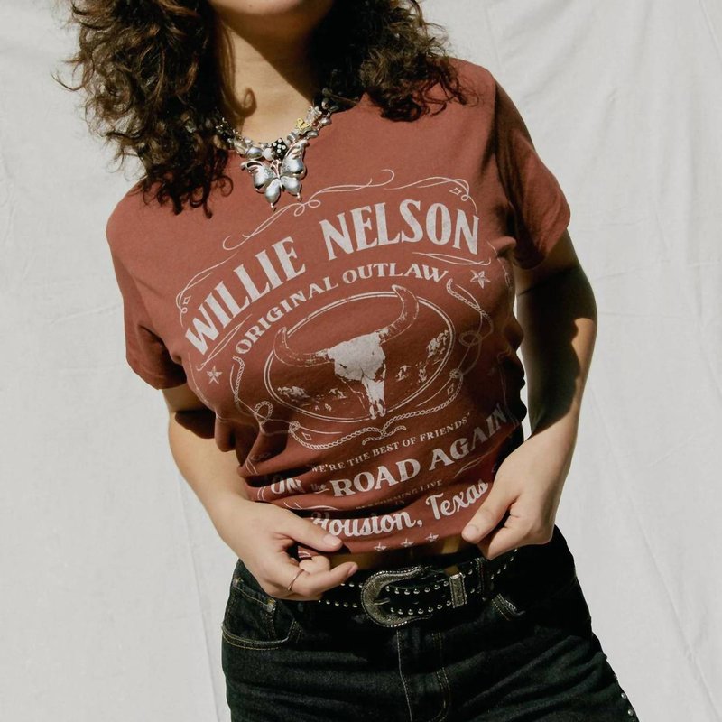 Shop Daydreamer Willie Nelson Whiskey Label Tour Tee In Brown