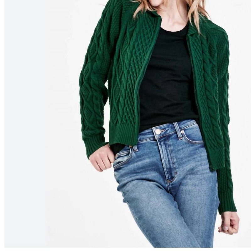 Dear John Denim Everly Zip Sweater Jacket In Green