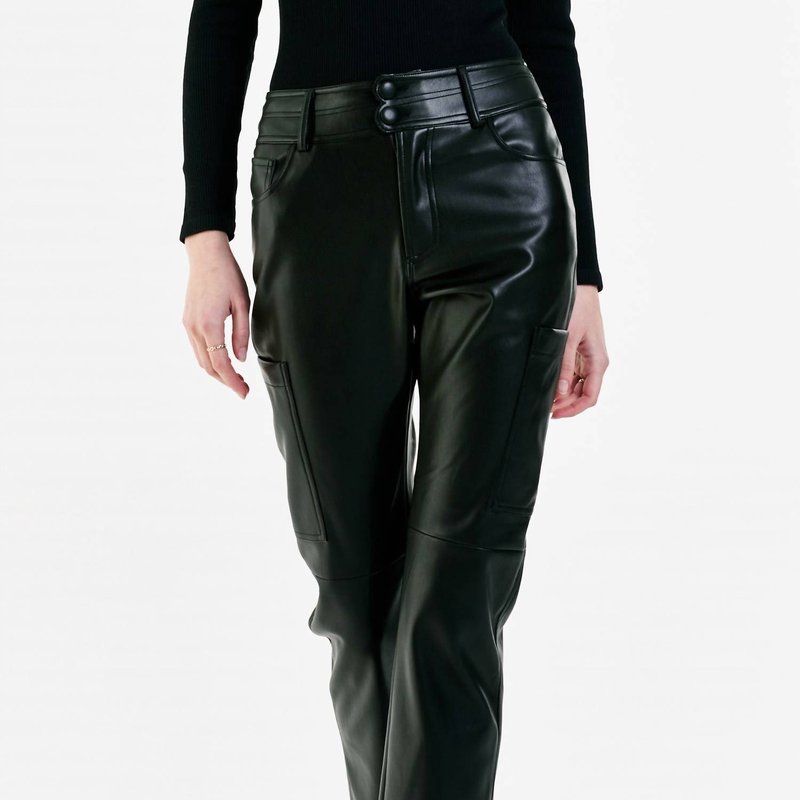 Shop Dear John Denim Women's Brooklyn Slim Straight Crop Leather Pants In Black