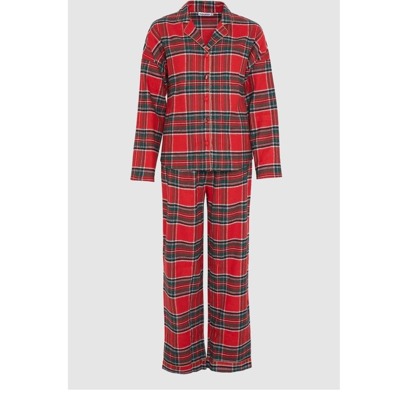 Debenhams Womens/ladies Checked Revere Collar Pajama Set In Red