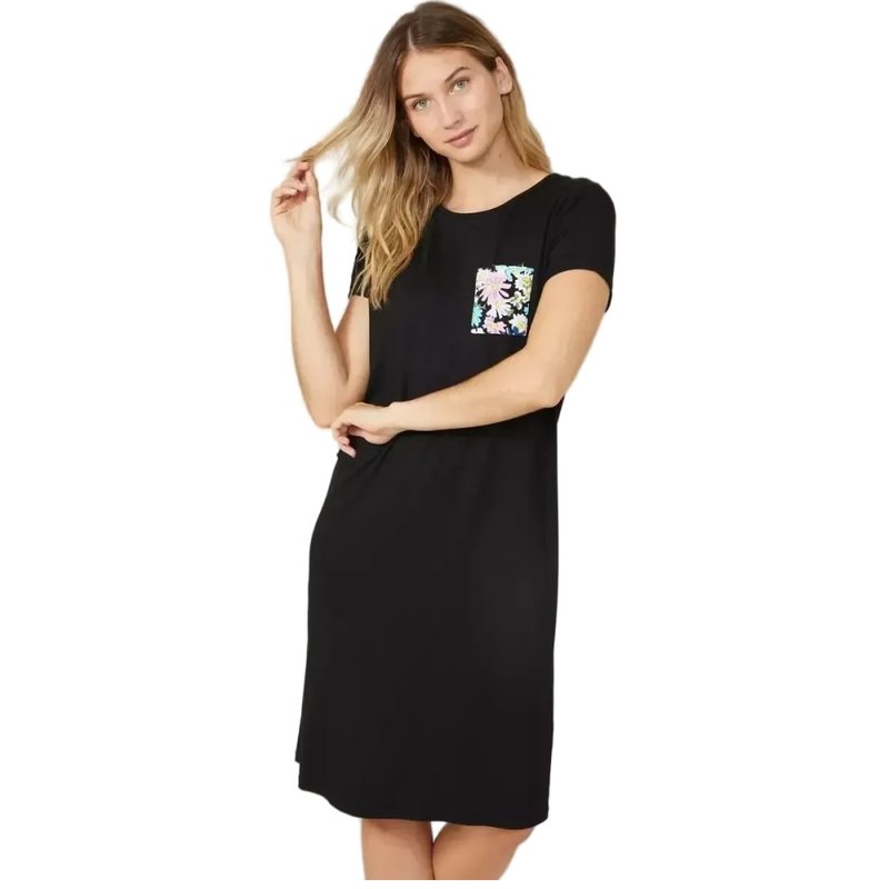 Shop Debenhams Womens/ladies Daisy Jersey Pocket Nightie In Black