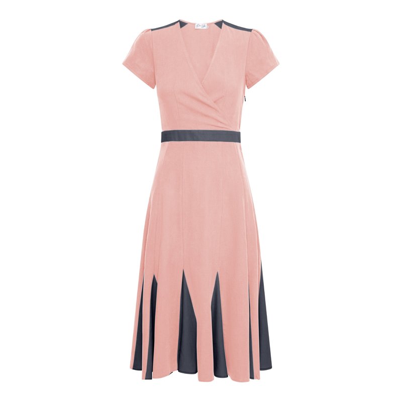 Shop Deer You Lillian Lushing Dress With Fluted Godet Skirt In Dusty Pink And Black