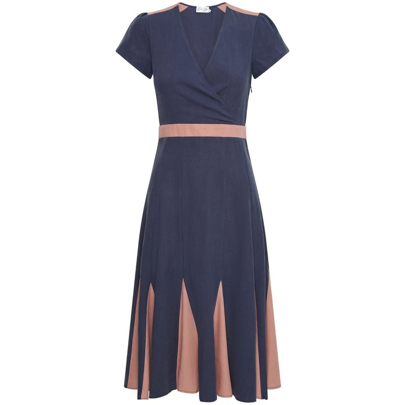 Deer You Lillian Lushing Dress With Fluted Godet Skirt In Blue