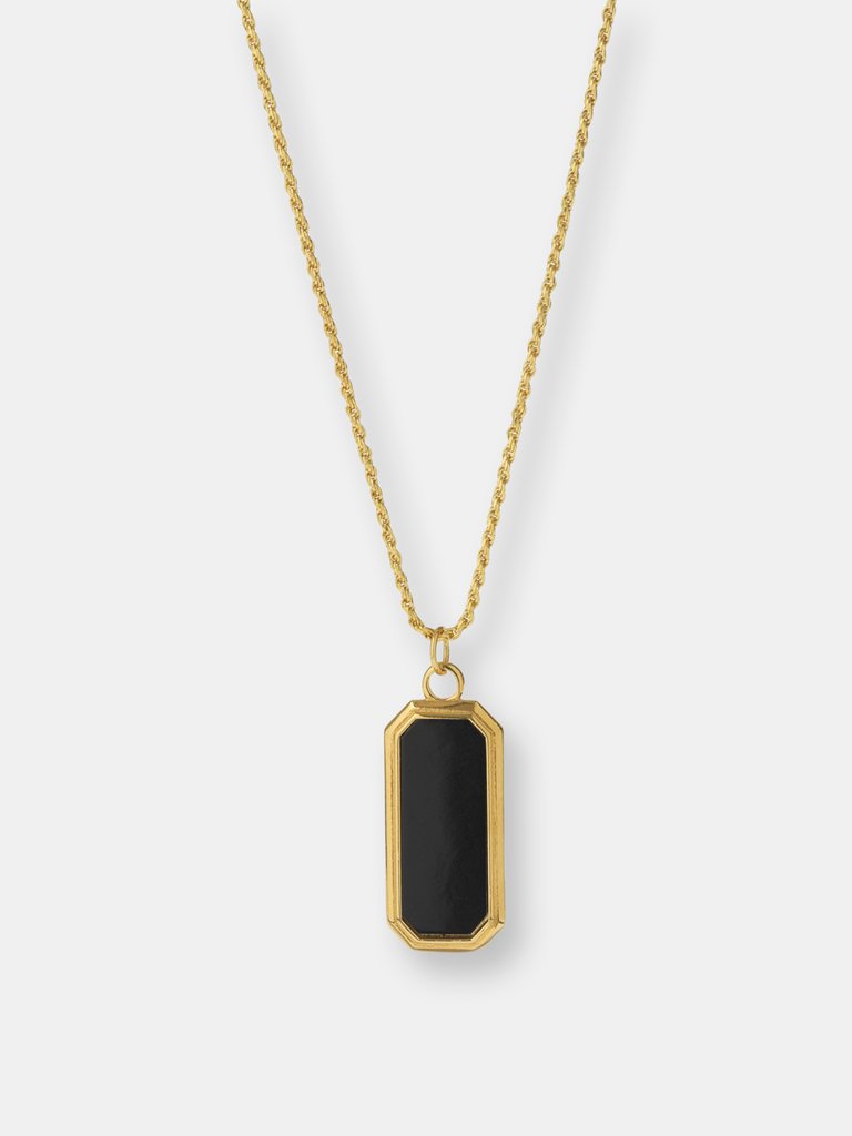 Gold Frame Pendant Necklace with Black Onyx - Gold/Black Onyx