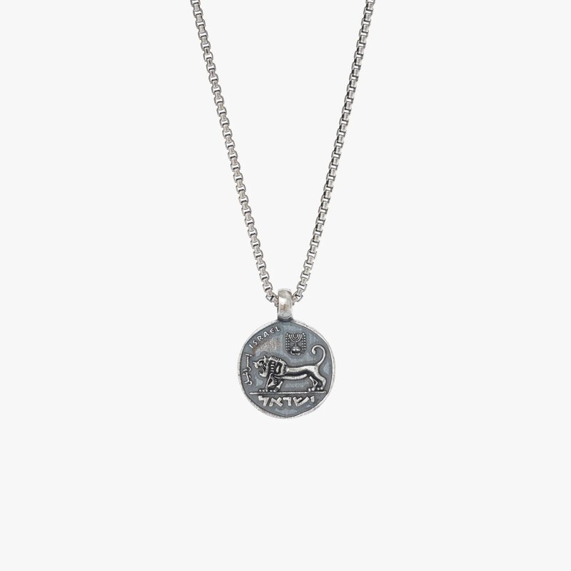 DEGS & SAL DEGS & SAL STERLING SILVER ANCIENT ISRAELI LION COIN NECKLACE