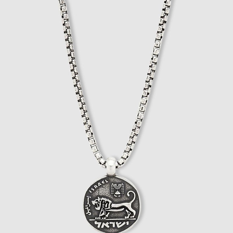 Degs & Sal Sterling Silver Ancient Israeli Lion Coin Necklace