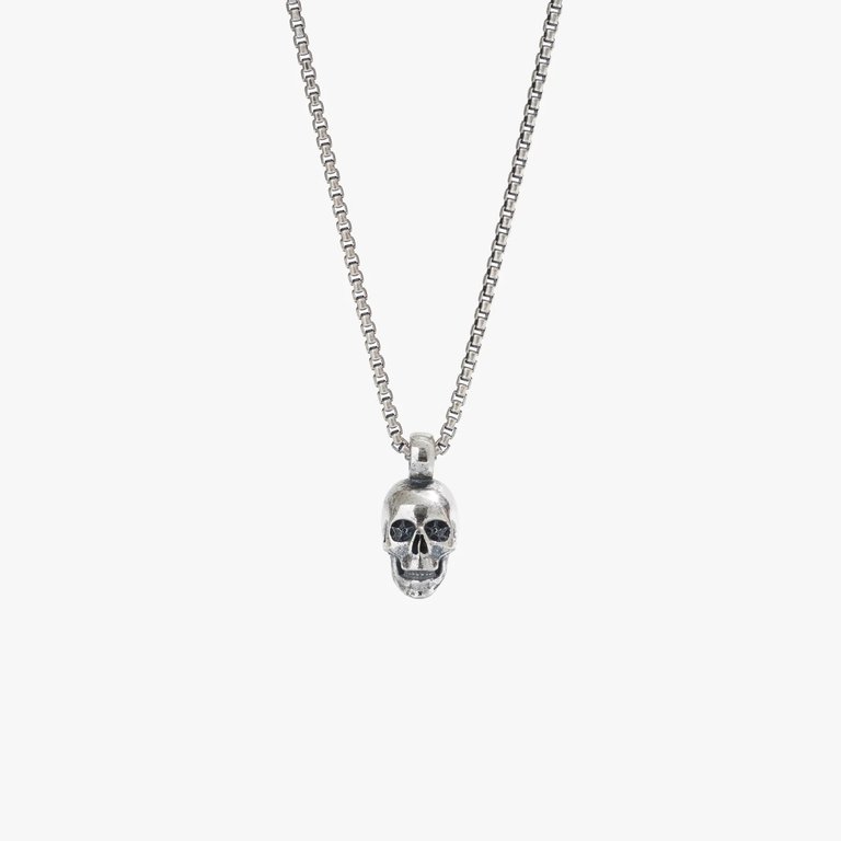 Sterling Silver Skull Necklace - Silver