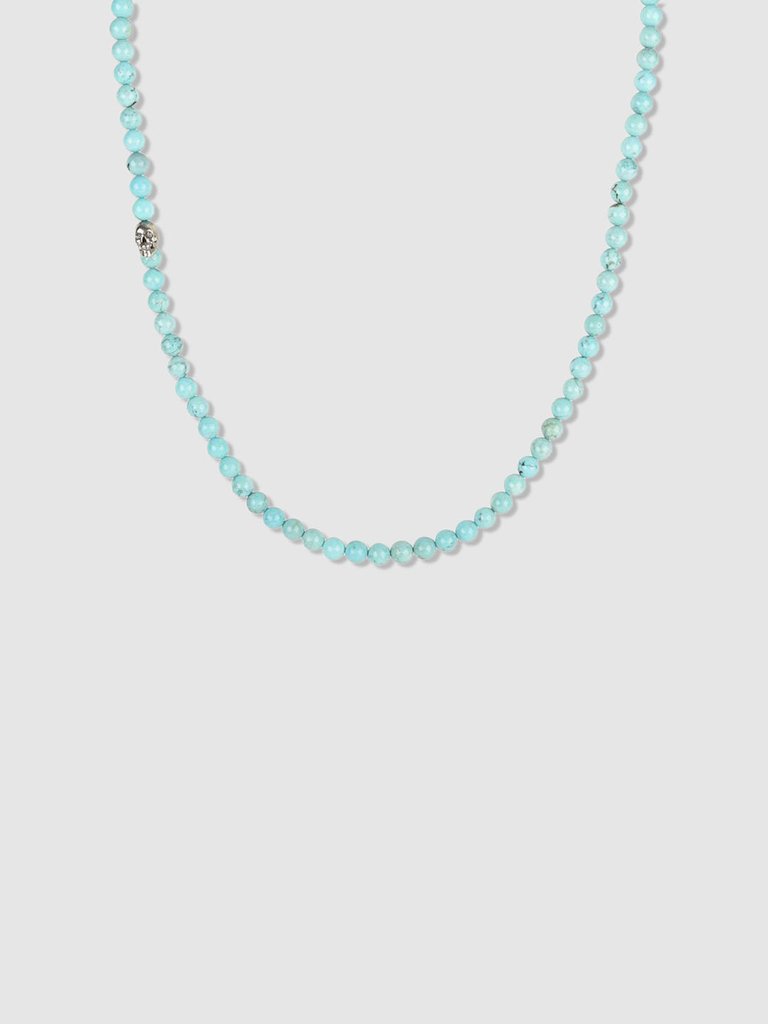Sterling Silver & Turquoise Beaded Necklace - Turquoise