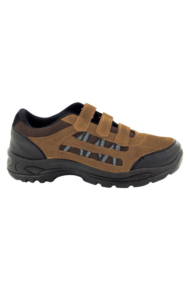 Mens Ascend Triple Touch Fastening Trek Hiking Trail Shoes - Khaki/Brown