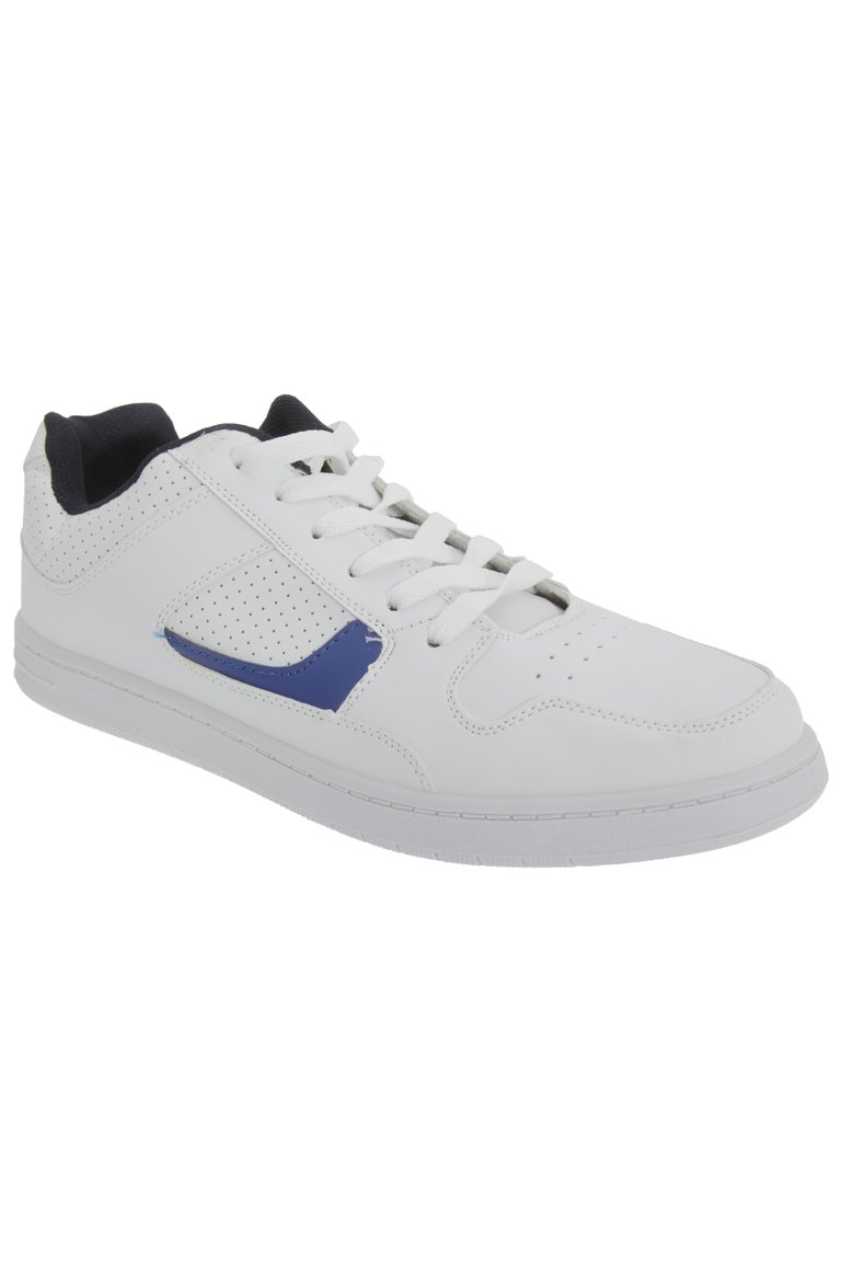 Mens Euston Lace Trainers/Sneakers - White/Navy Blue - White/Navy Blue
