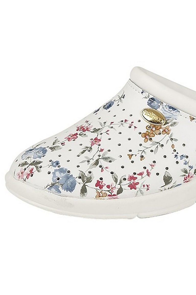 Womens/Ladies Floral Coated Leather Clog