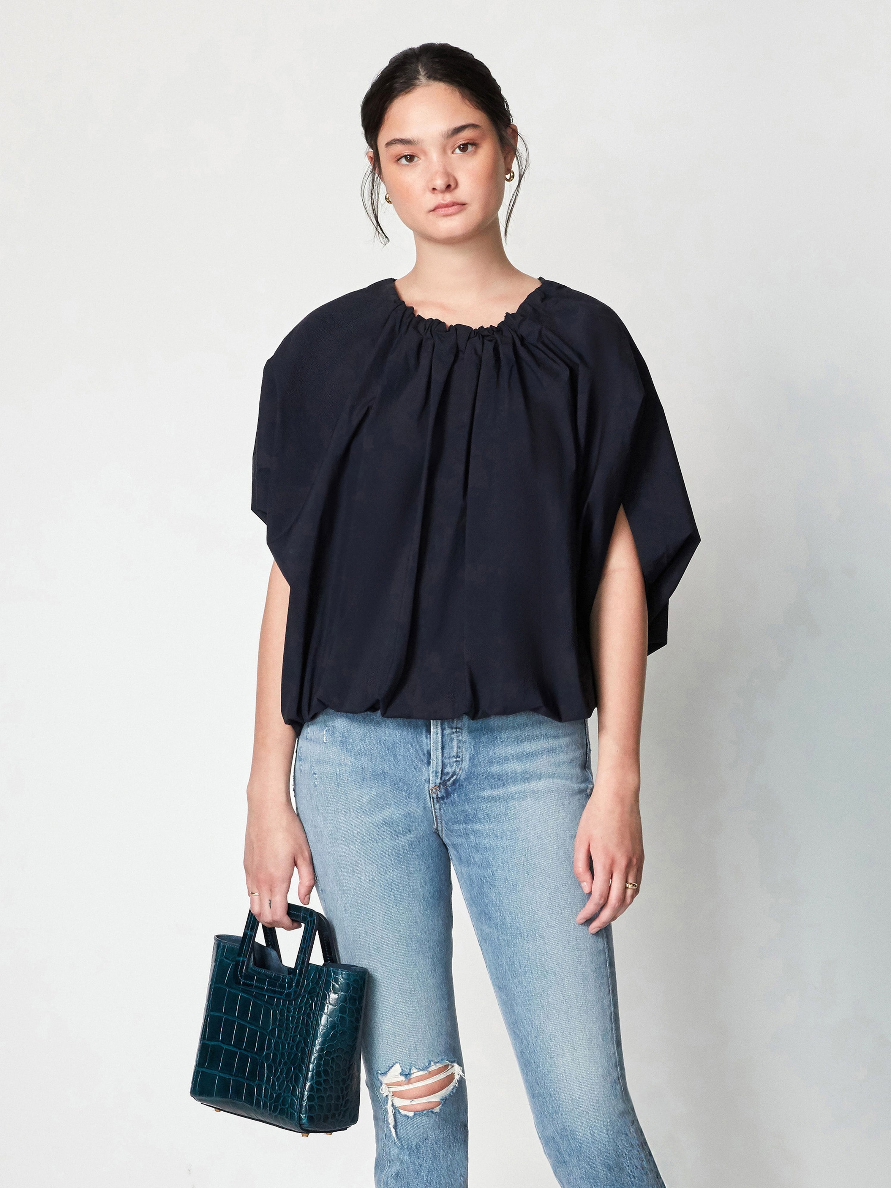 Dé Moo Lair Shirring Top In Navy
