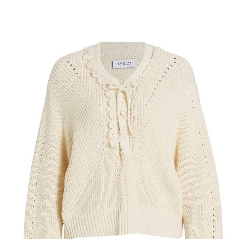 Shop Derek Lam 10 Crosby Arif Lace-up Crewneck In Ivory In White