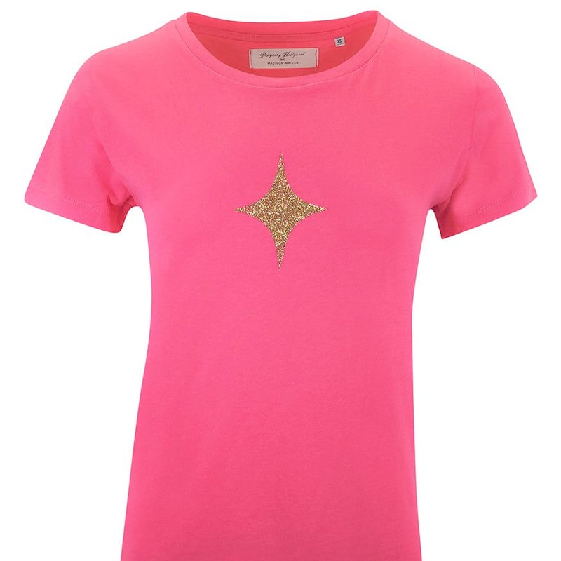 Designing Hollywood Cotton Fuchsia Star Lady T Shirt In Pink