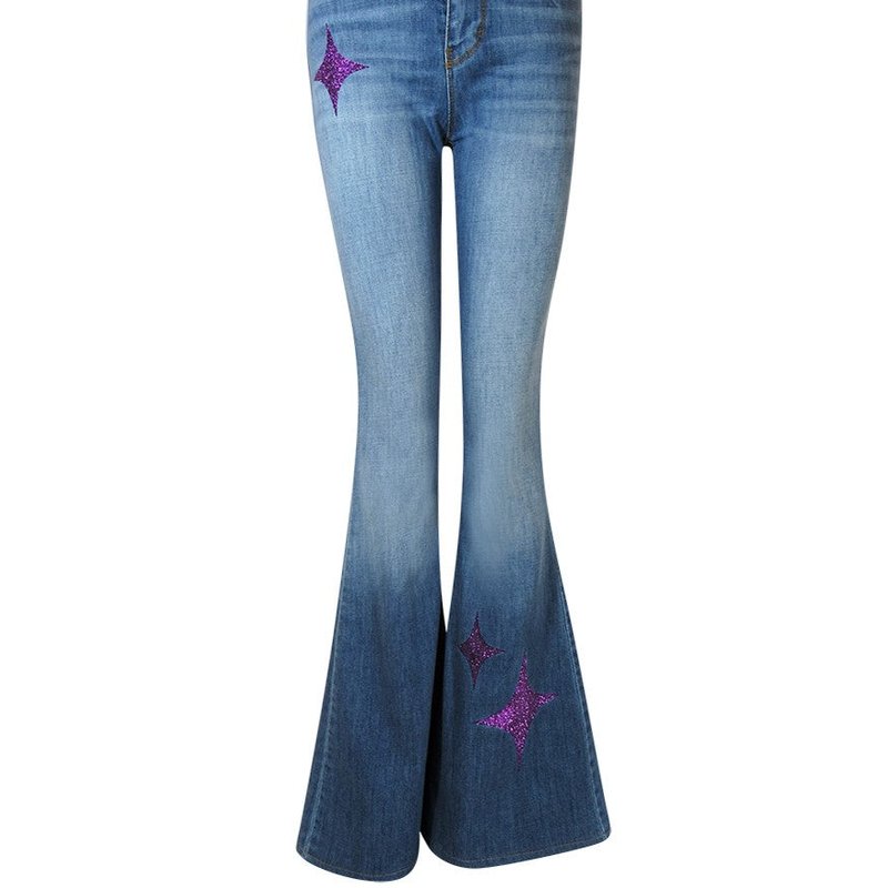 Designing Hollywood Denim Lavender Jean With Glitter Star In Purple