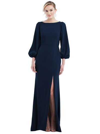 Dessy Collection Bishop Sleeve Open-Back Trumpet Gown With Scarf Tie product