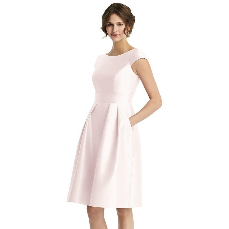 Dessy Collection Cap Sleeve Pleated Cocktail Dress With Pockets In Blush