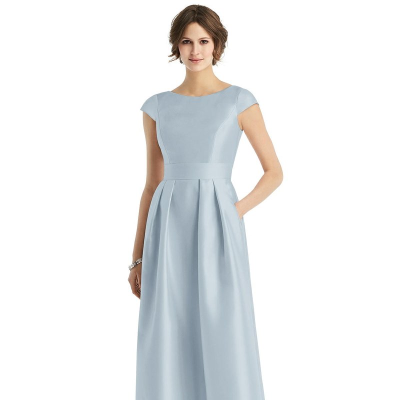 Dessy Collection Cap Sleeve Pleated Skirt Dress With Pockets In Mist