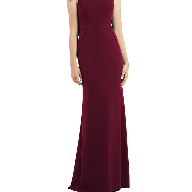 Shop Dessy Collection Draped Backless Crepe Dress With Pockets In Red