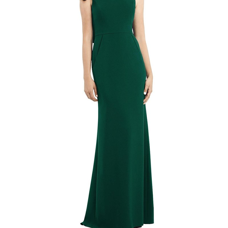 Shop Dessy Collection Draped Backless Crepe Dress With Pockets In Green