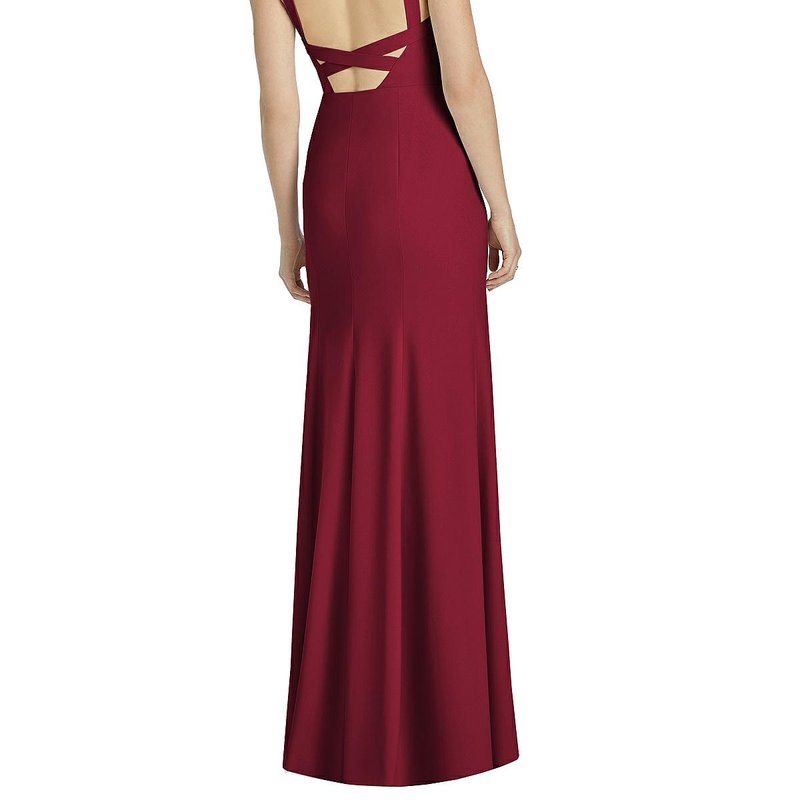 Shop Dessy Collection High-neck Backless Crepe Trumpet Gown In Red