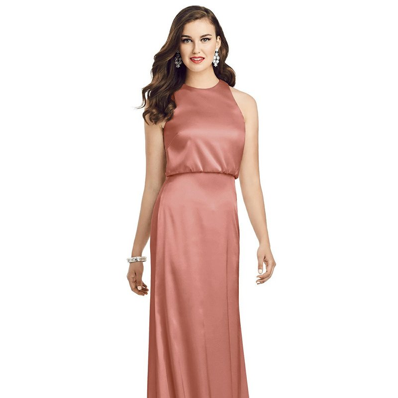 Dessy Collection Sleeveless Blouson Bodice Trumpet Gown In Desert Rose