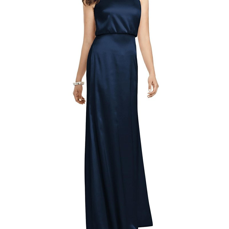 Dessy Collection Sleeveless Blouson Bodice Trumpet Gown In Midnight Navy