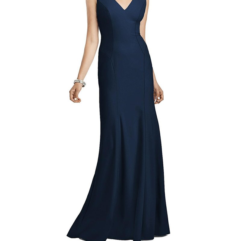 Dessy Collection Sleeveless Seamed Bodice Trumpet Gown In Blue