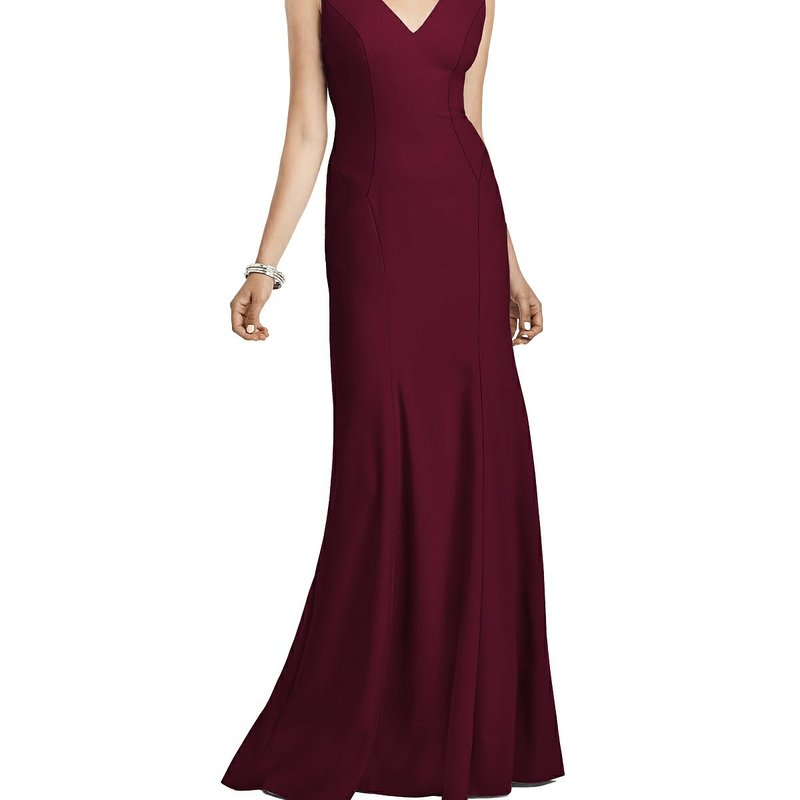 Dessy Collection Sleeveless Seamed Bodice Trumpet Gown In Cabernet