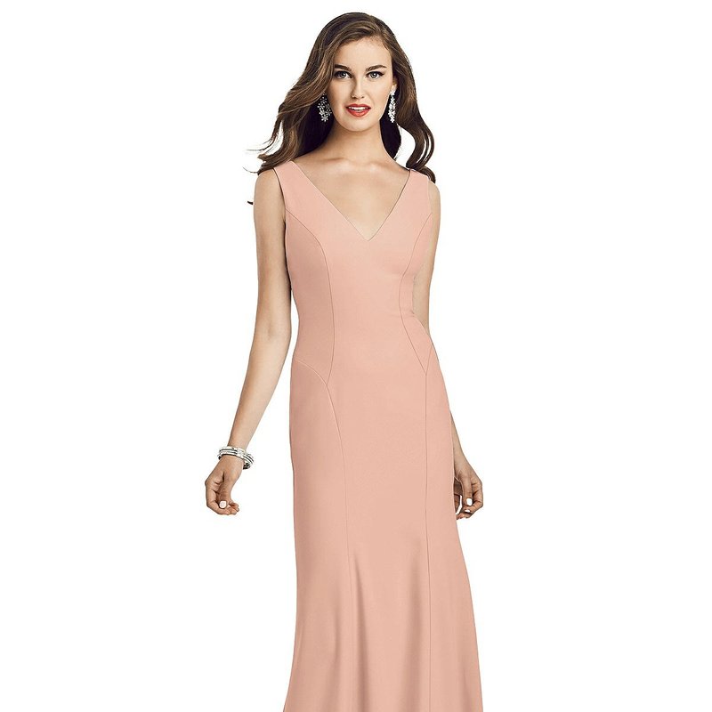 Dessy Collection Sleeveless Seamed Bodice Trumpet Gown In Pink