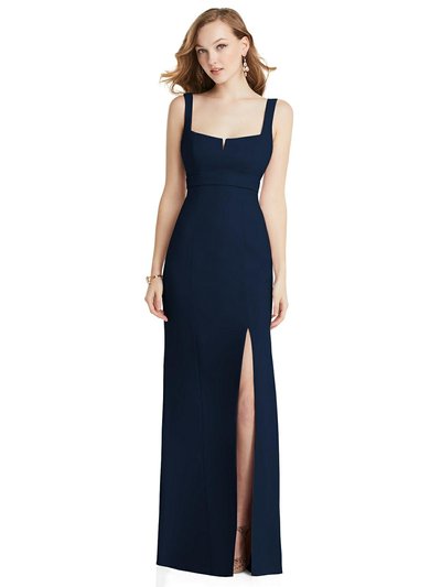 Dessy Collection Wide Strap Notch Empire Waist Dress with Front Slit - 6838 product