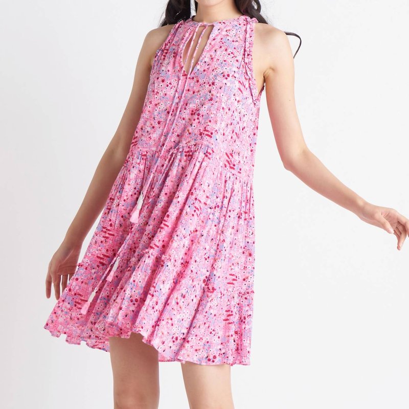 Shop Dex Drawstring Waist Chiffon Mini Dress In Pink
