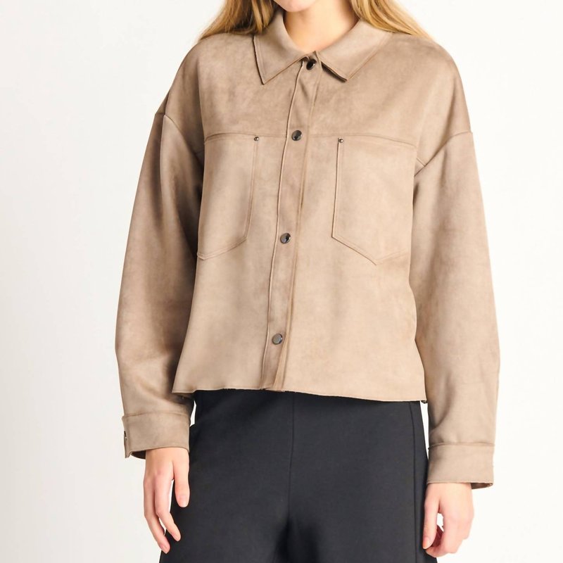 Dex Faux Suede Button Front Jacket In Brown