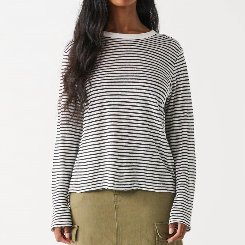 Shop Dex Long Sleeve Stripe Top In Black And White