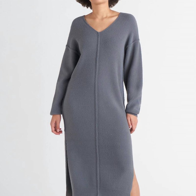 Dex V-neck Sweater Dress In Moonlight Grey In Gray