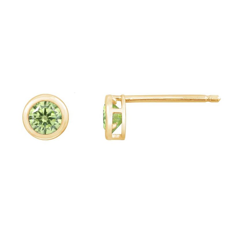 Diamonbliss 10k Solid Gold Bezel Birthstone Stud Earrings In Green