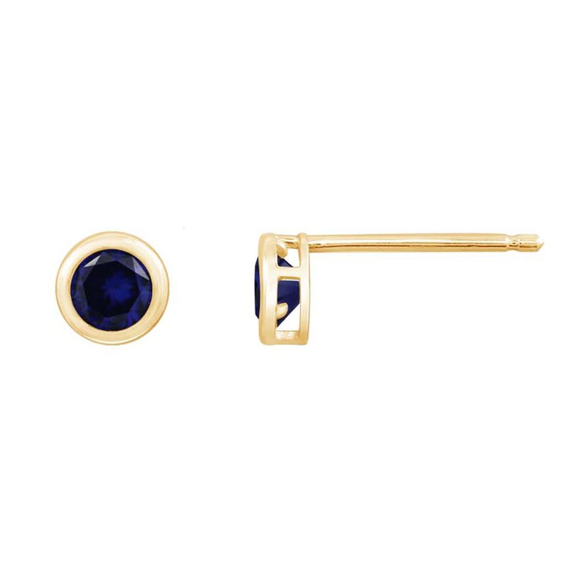 Diamonbliss 10k Solid Gold Bezel Birthstone Stud Earrings In Blue
