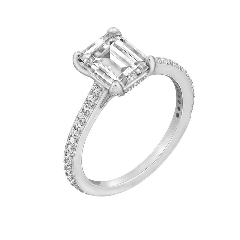 Diamonbliss Classic Emerald Cut Solitaire Ring In Grey