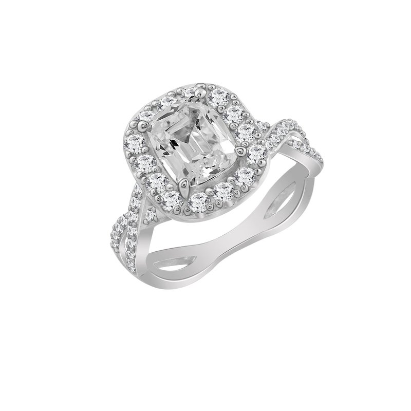 Diamonbliss Crossover Shank Halo Ring In Grey