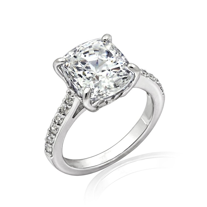 Diamonbliss Cushion Emerald Cut Solitaire Ring In Grey