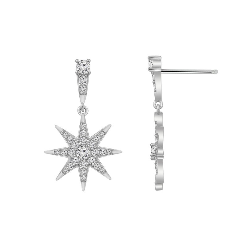 Diamonbliss Dangle Sunburst & Star Earrings In Gray