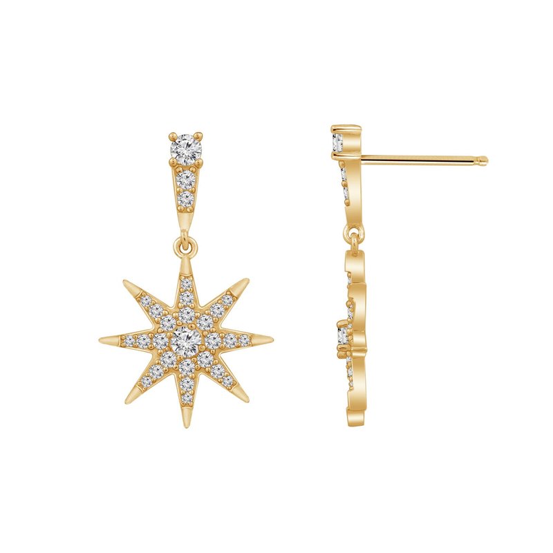 Diamonbliss Dangle Sunburst & Star Earrings In Gold