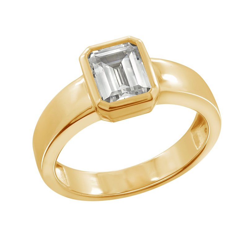Diamonbliss Emerald Bezel Engagement Ring In Gold