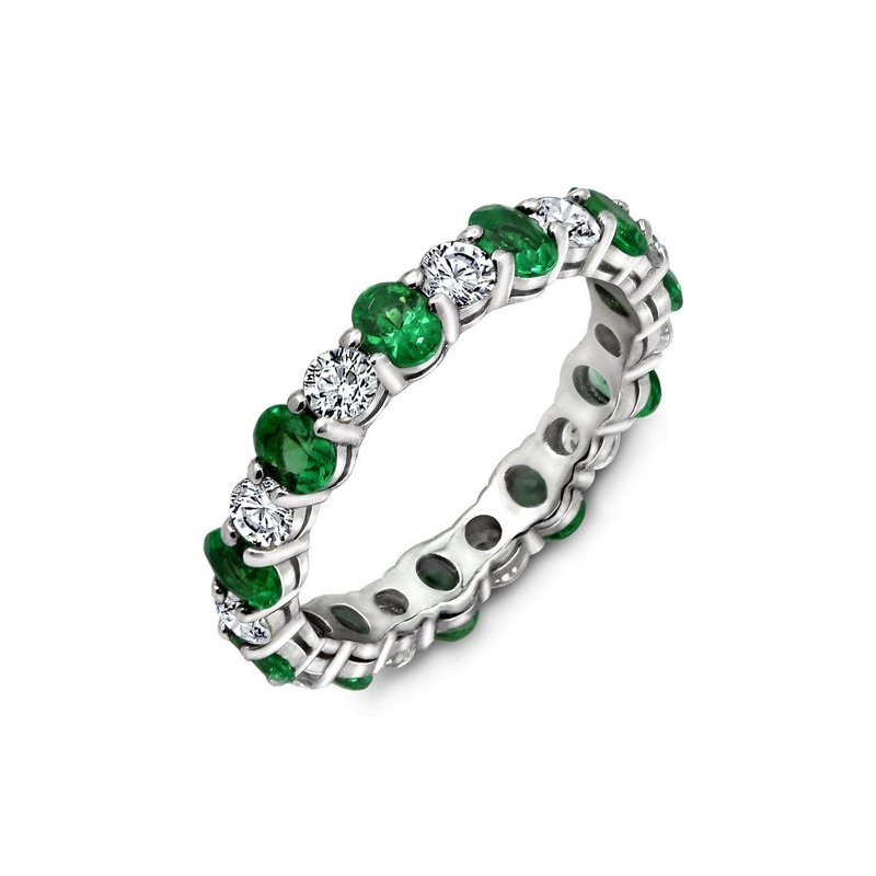 Diamonbliss Gemstone Eternity Band Ring In Green