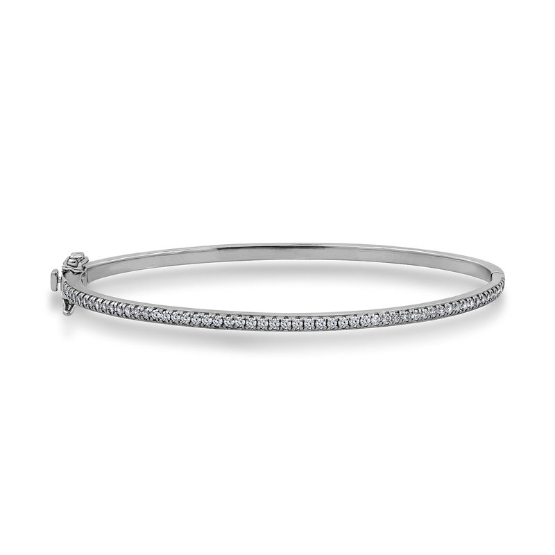 Diamonbliss Oval Hinged Bangle Bracelet In Grey