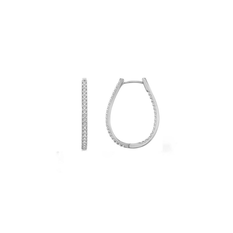 Diamonbliss Oval Hoop Earrings In Grey