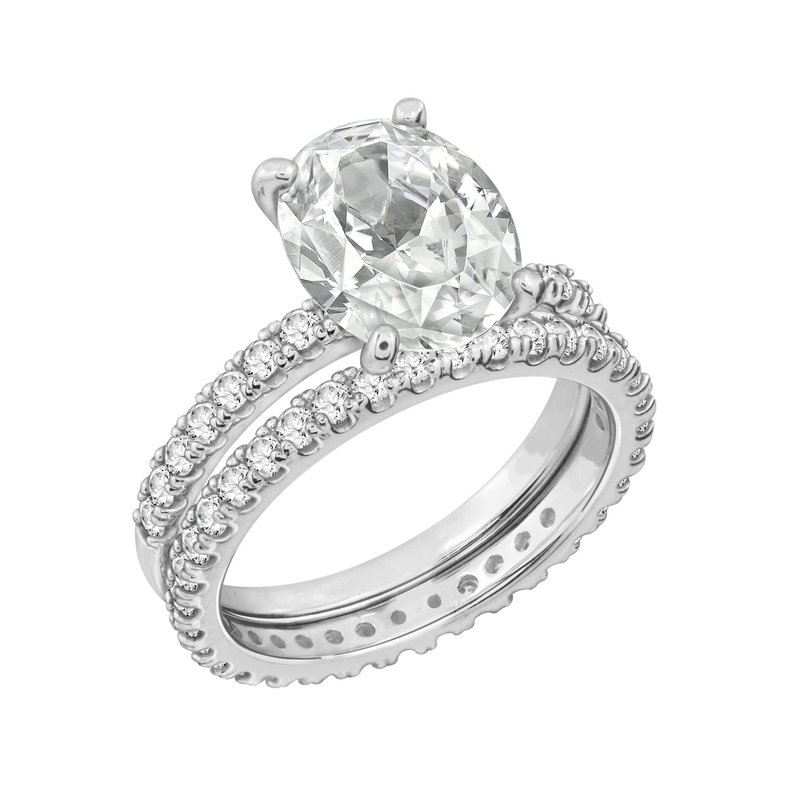 Diamonbliss Oval Solitaire Engagement Ring Set In Grey