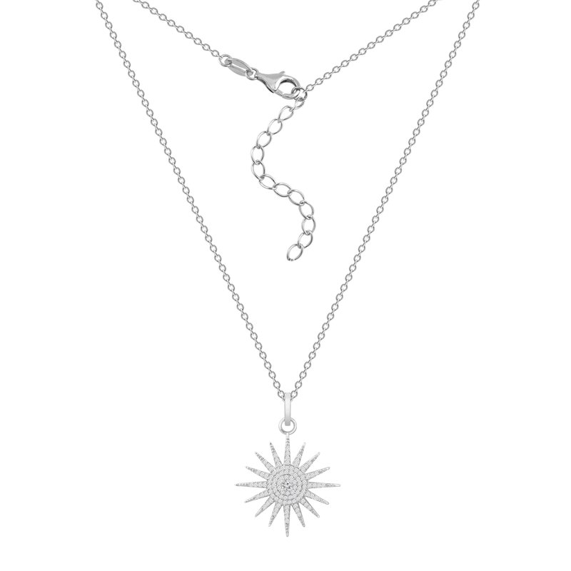 Diamonbliss Pave Starburst Pendant Necklace In Gray