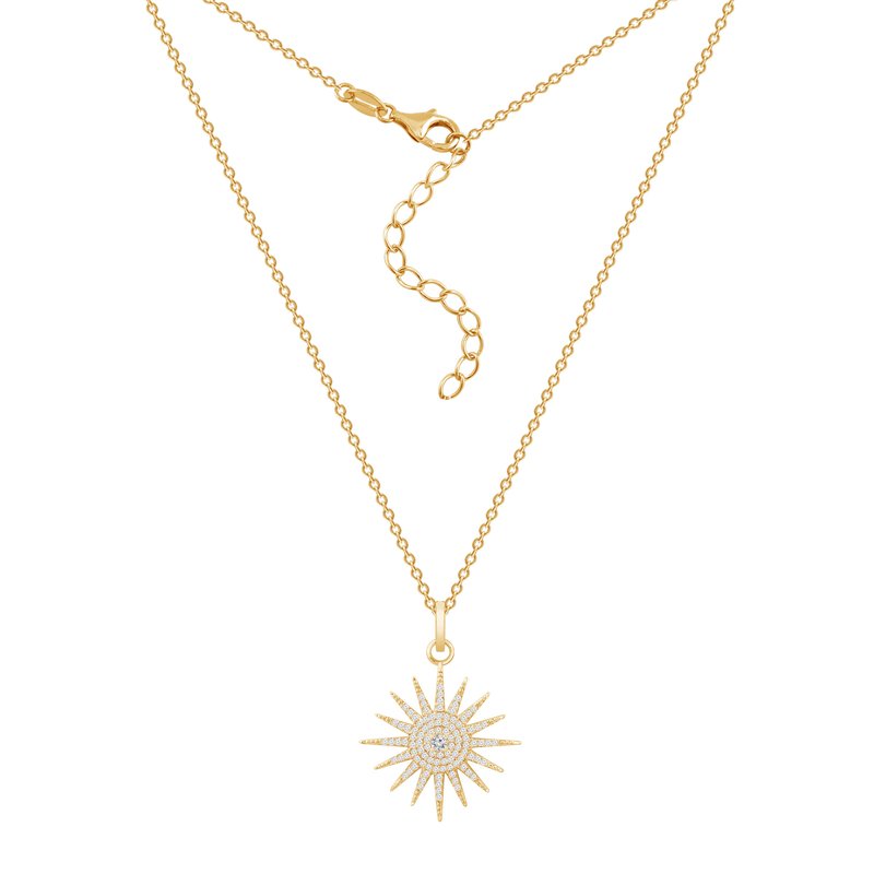 Diamonbliss Pave Starburst Pendant Necklace In Gold