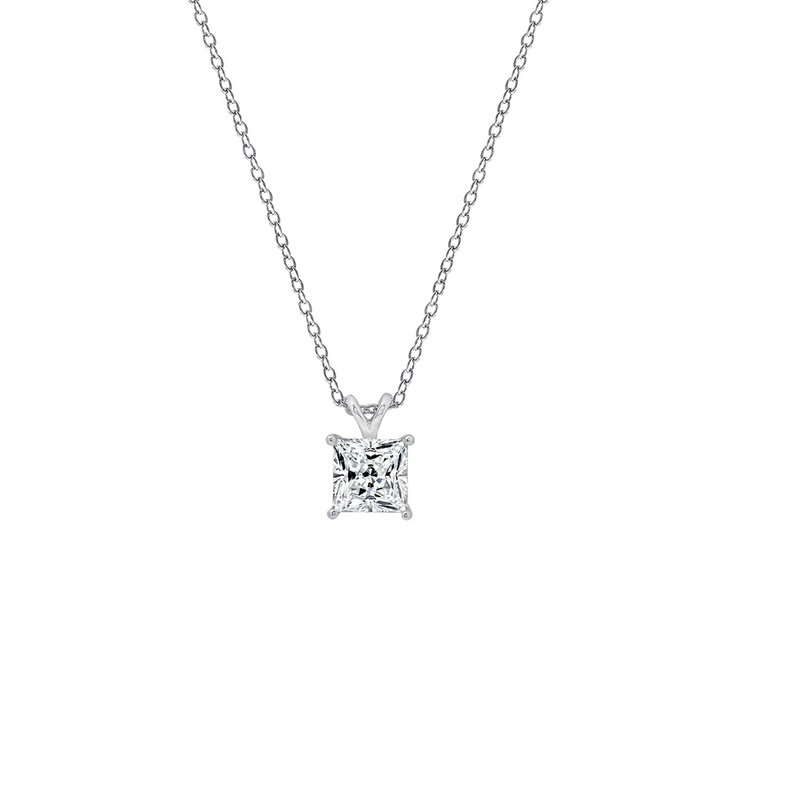 Diamonbliss Princess Solitaire Pendant Necklace In Grey